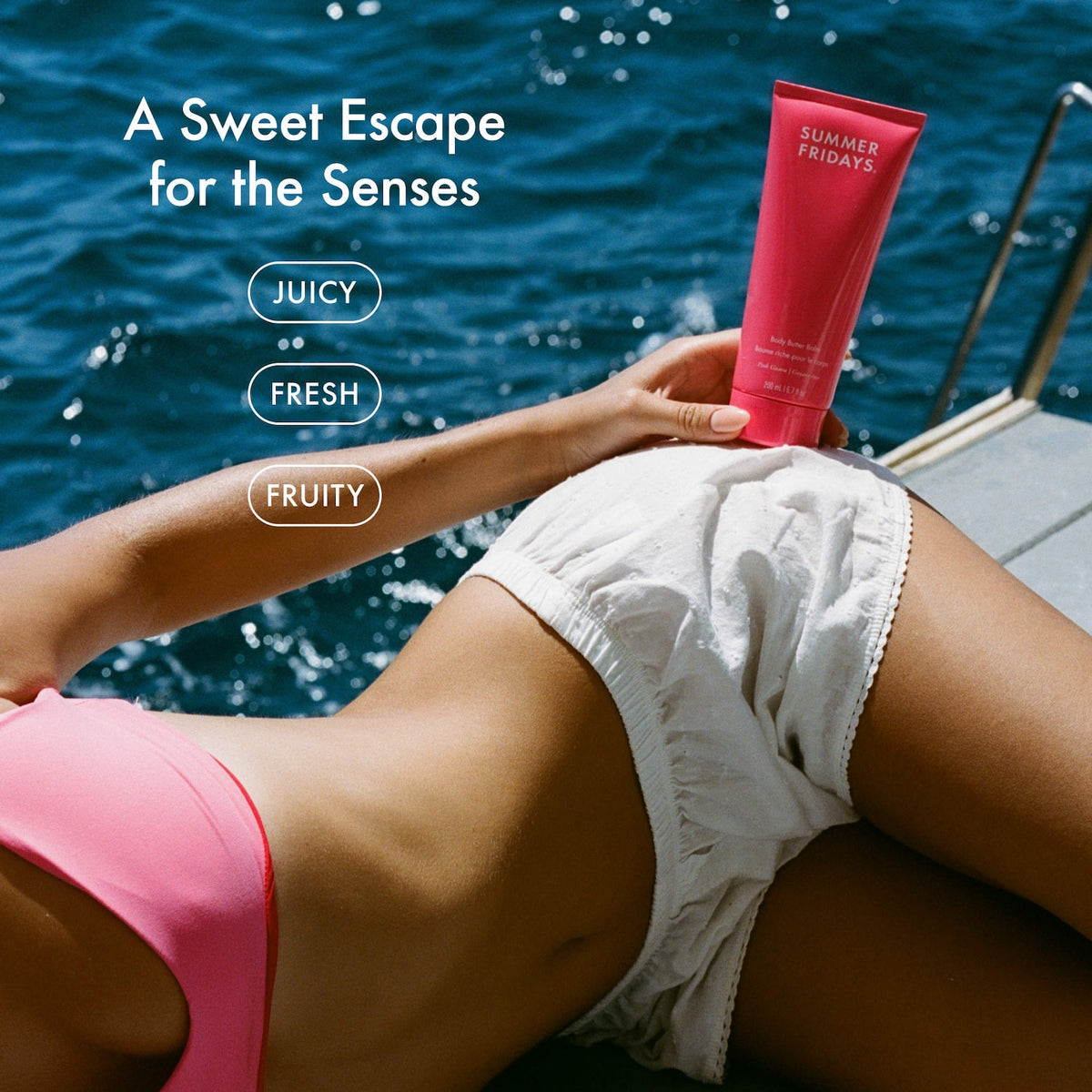Summer Fridays Mini Body Butter Balm Pink Guava - Rich Body Cream with Hyaluronic Acid - 60 ml