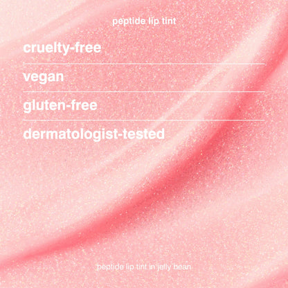Rhode Peptide Lip Tint Nourishing Glaze - Jelly Bean - shimmery sheer baby pink + sweet