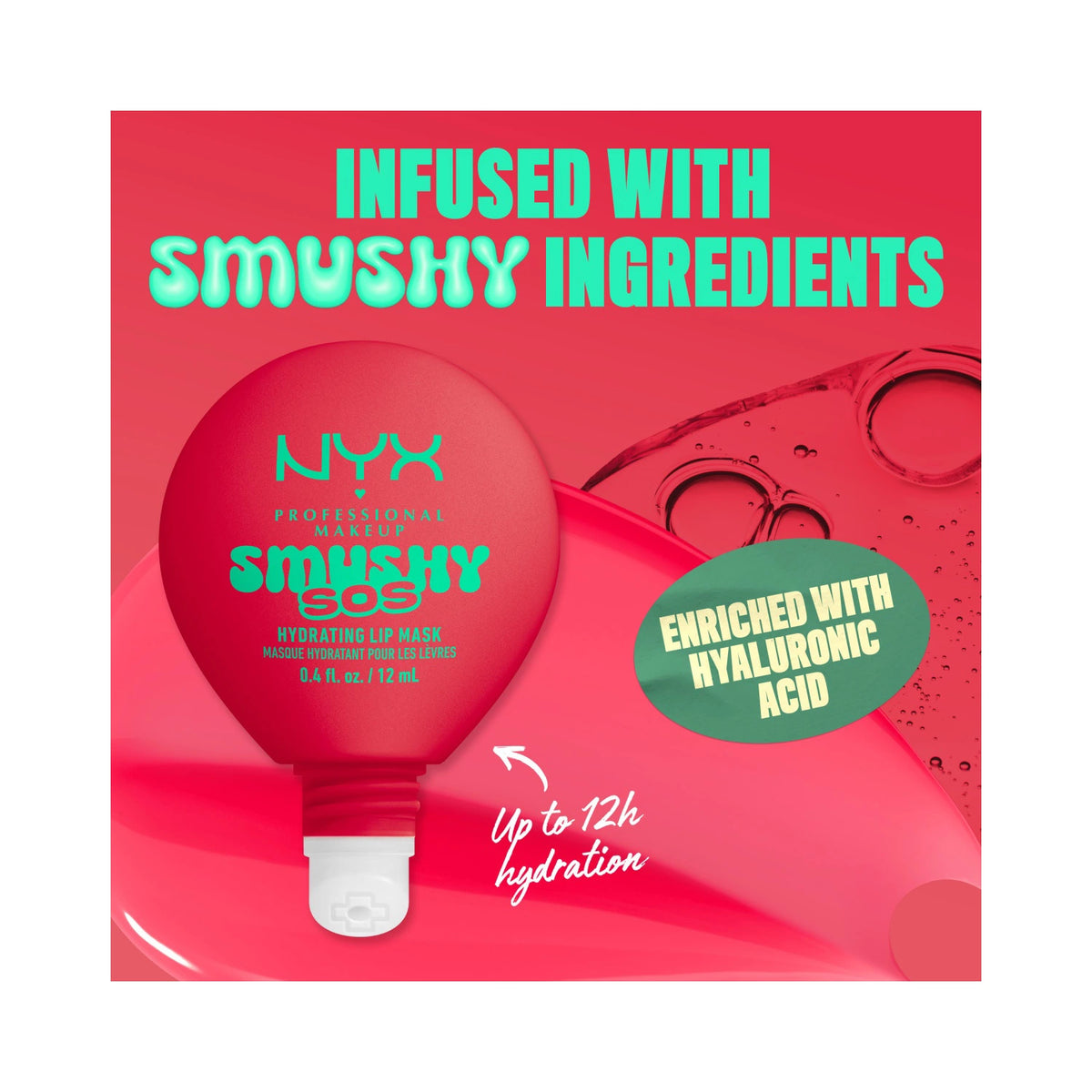NYX Professional Makeup Smushy SOS Hydrating Lip Mask 12HR Hydration Glossy Shine