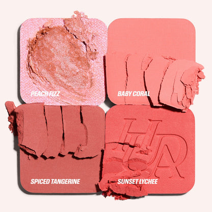 Huda Beauty Blush Filter Blurring Blushlighters Palette - Toasty Peach - Peach Fizz, Baby Coral, Spiced Tangerine, Sunset Lychee