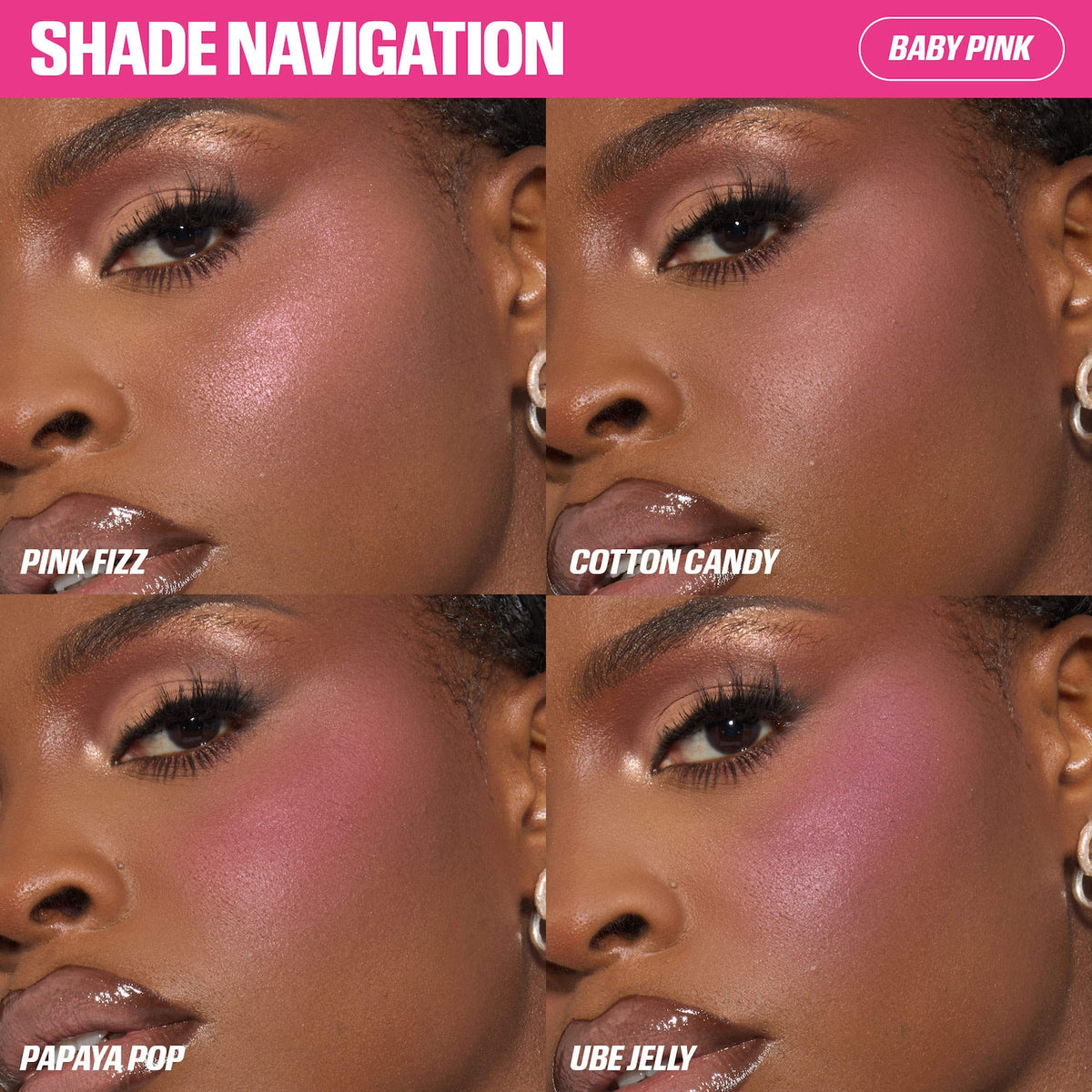 Huda Beauty Blush Filter Blurring Blushlighters Palette - Baby Pink - Pink Fizz, Cotton Candy, Papaya Pop, Ube Jelly