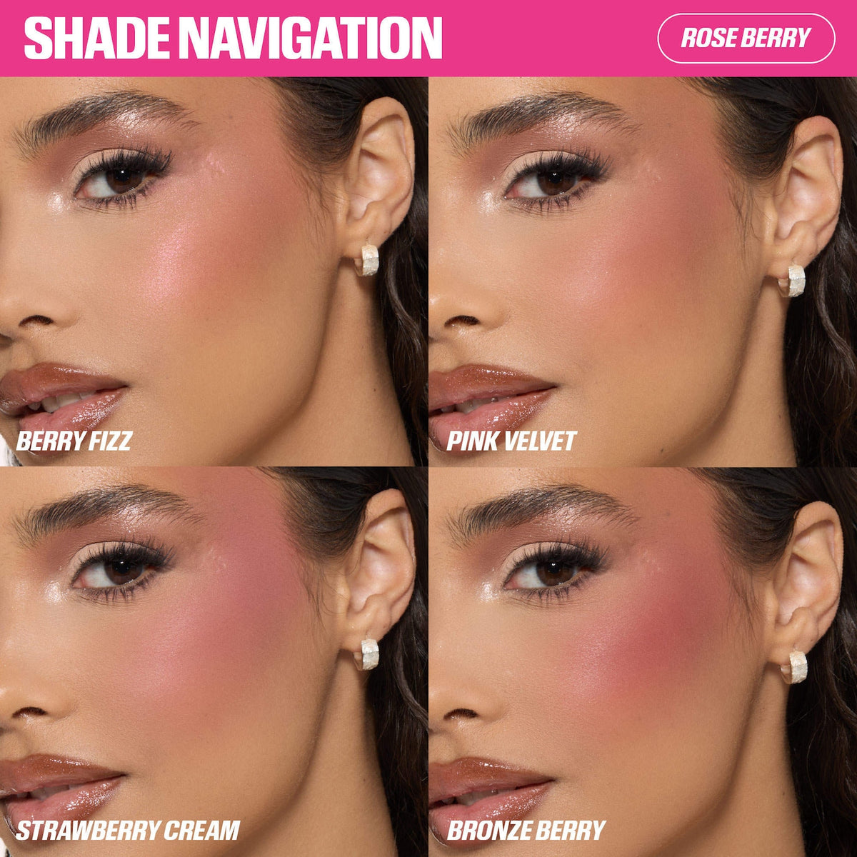 Huda Beauty Blush Filter Blurring Blushlighters Palette - Rose Berry - Berry Fizz, Pink Velvet, Strawberry Cream, Bronze Berry