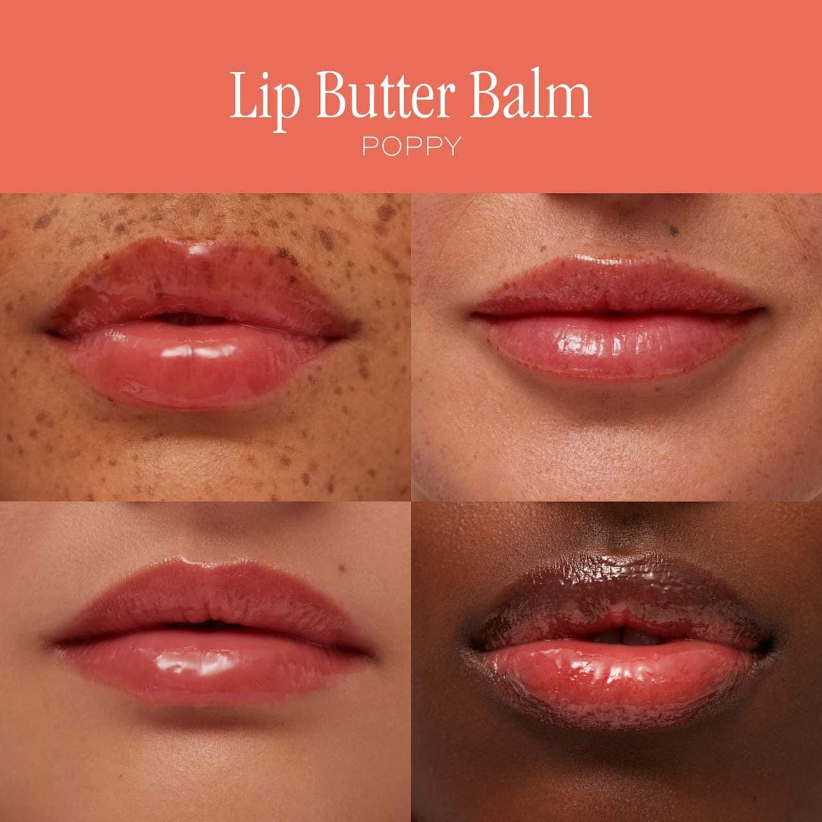 Summer Fridays Lip Butter Balm Treatment for Hydration + Nourishing Shine - Poppy - sheer citrus coral