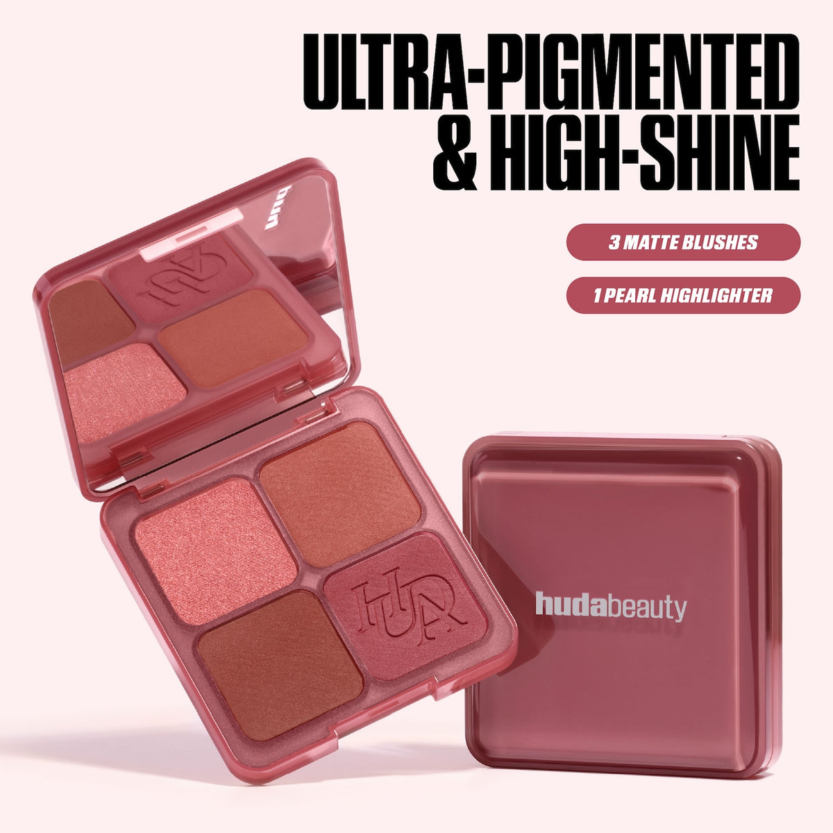 Huda Beauty Blush Filter Blurring Blushlighters Palette - Strawberry Latte - Strawberry Fizz, Rose Chai, Latte, Pink Espresso