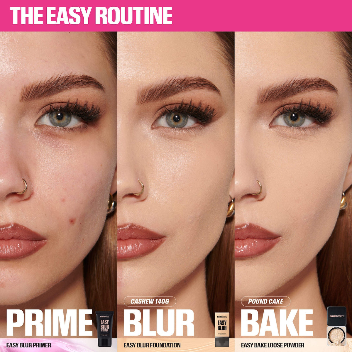 Huda Beauty Easy Blur Natural Airbrush Foundation with Niacinamide - Cashew 140G