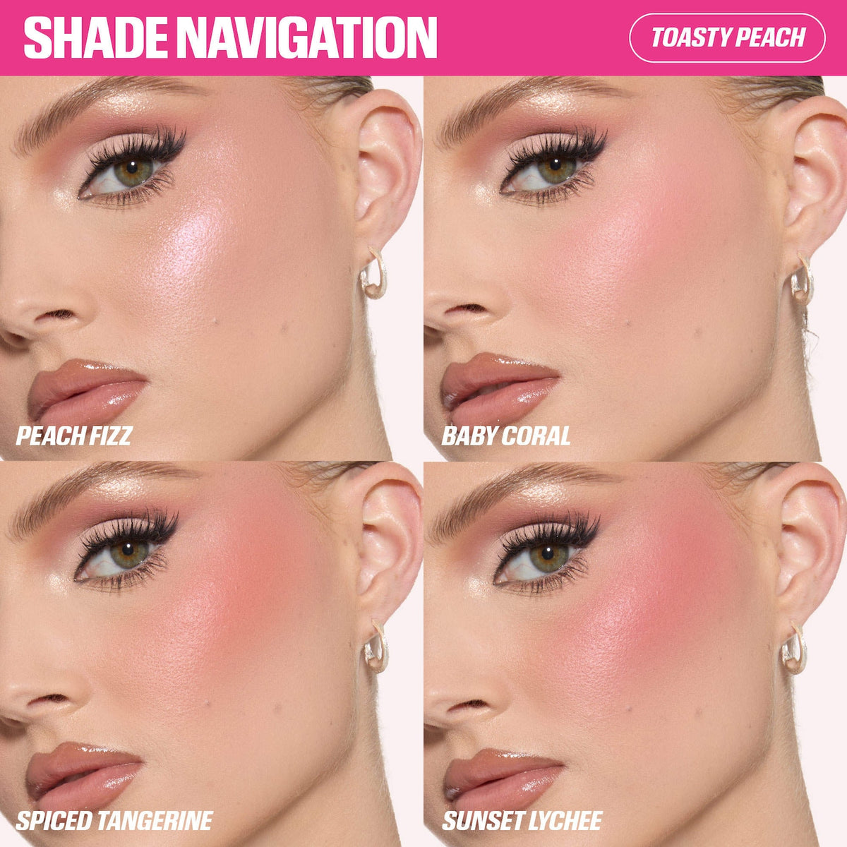 Huda Beauty Blush Filter Blurring Blushlighters Palette - Toasty Peach - Peach Fizz, Baby Coral, Spiced Tangerine, Sunset Lychee