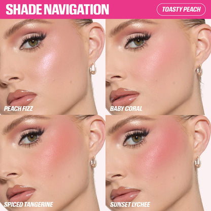 Huda Beauty Blush Filter Blurring Blushlighters Palette - Toasty Peach - Peach Fizz, Baby Coral, Spiced Tangerine, Sunset Lychee
