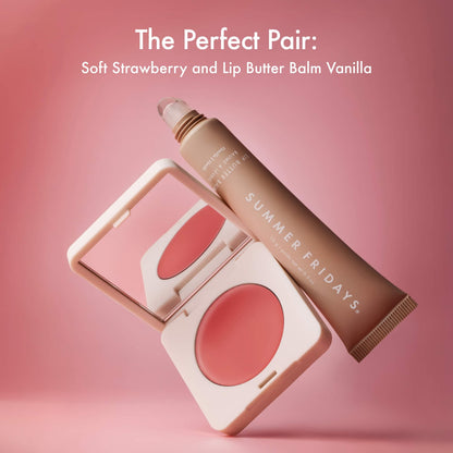 Summer Fridays Blush Butter Balm Hydrating Cream Blush with Peptides - Soft Strawberry - neutral pink