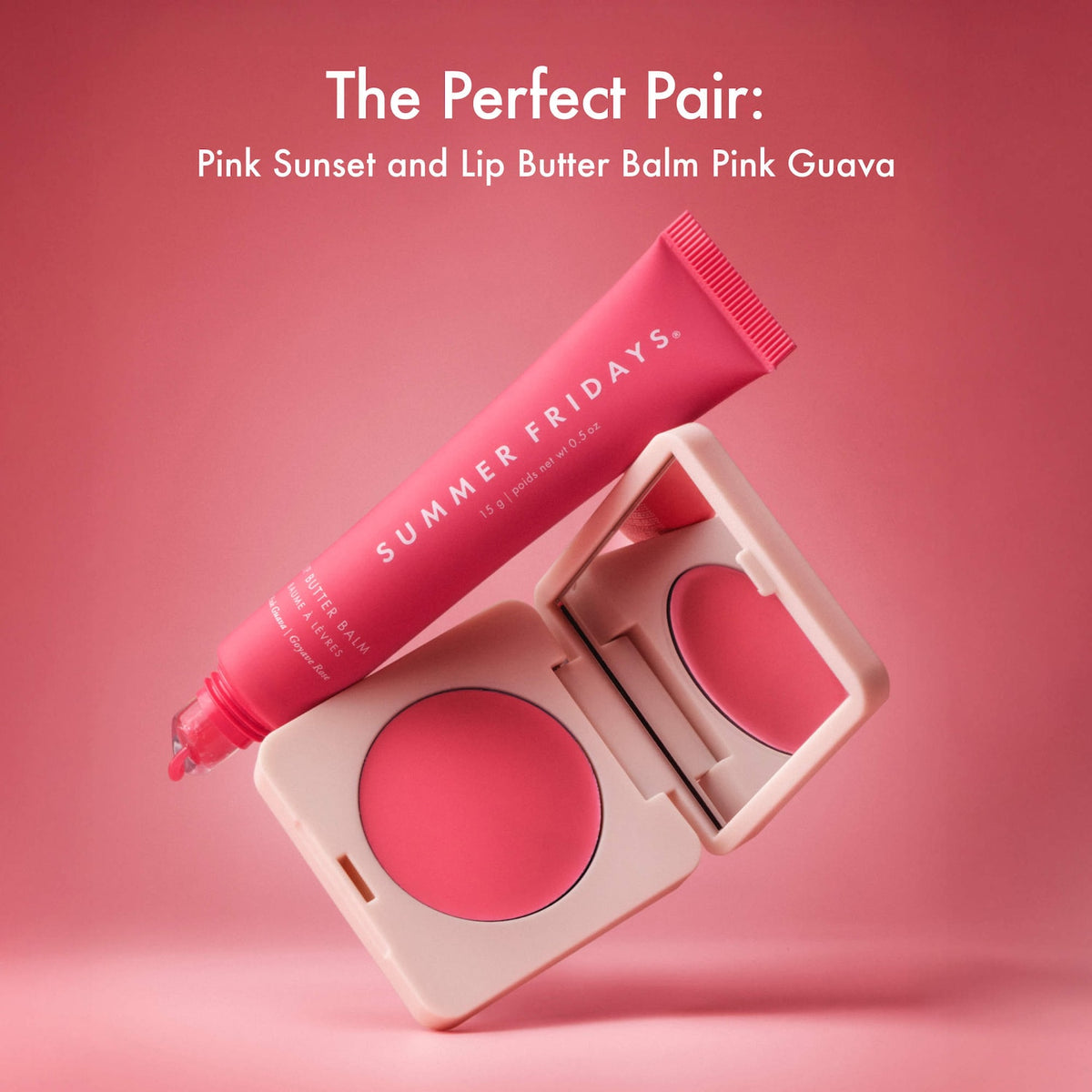 Summer Fridays Blush Butter Balm Hydrating Cream Blush with Peptides - Pink Sunset - warm peachy pink