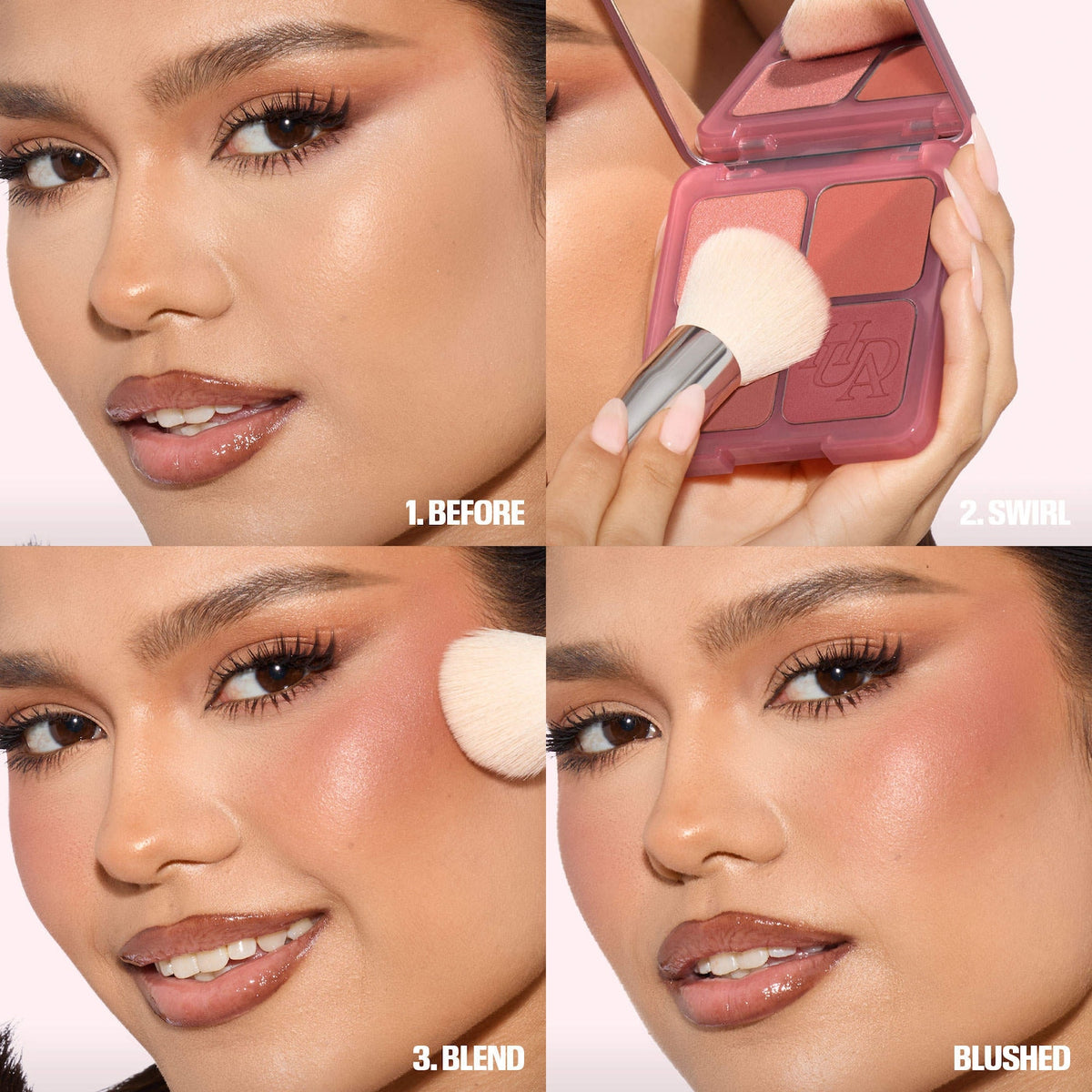 Huda Beauty Blush Filter Blurring Blushlighters Palette - Strawberry Latte - Strawberry Fizz, Rose Chai, Latte, Pink Espresso