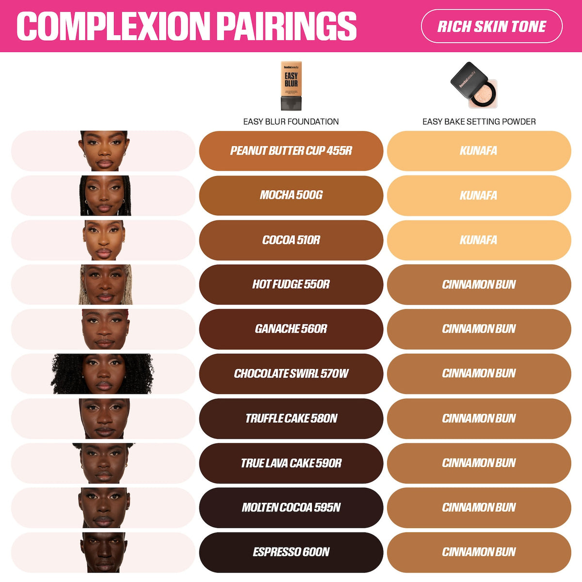 Huda Beauty Easy Blur Natural Airbrush Foundation with Niacinamide - Chocolate Swirl 570W