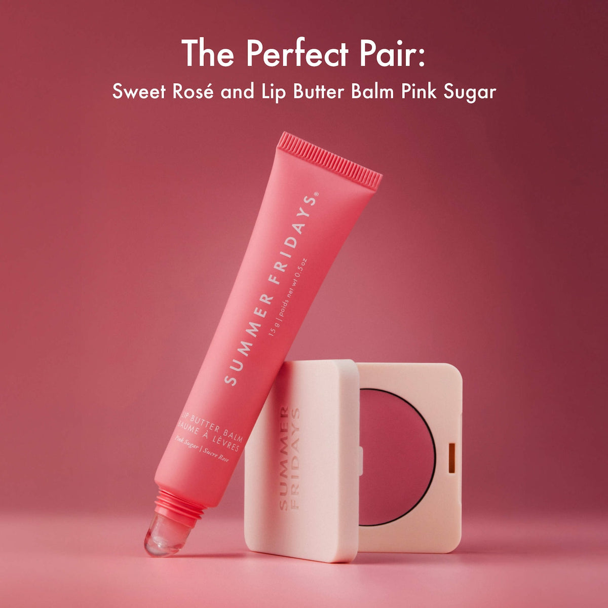 Summer Fridays Blush Butter Balm Hydrating Cream Blush with Peptides - Sweet Rosé - cool baby pink