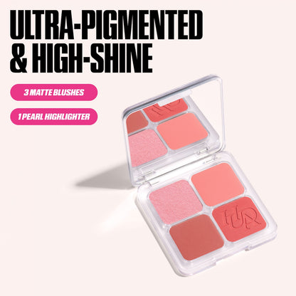 Huda Beauty Blush Filter Blurring Blushlighters Palette - Toasty Peach - Peach Fizz, Baby Coral, Spiced Tangerine, Sunset Lychee