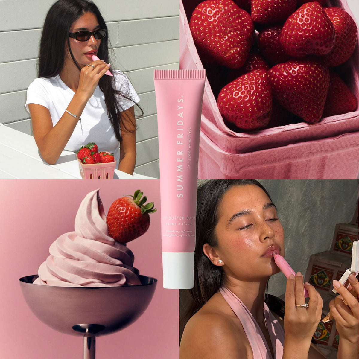 Summer Fridays Lip Butter Balm Treatment for Hydration + Nourishing Shine - Strawberry Soft Serve