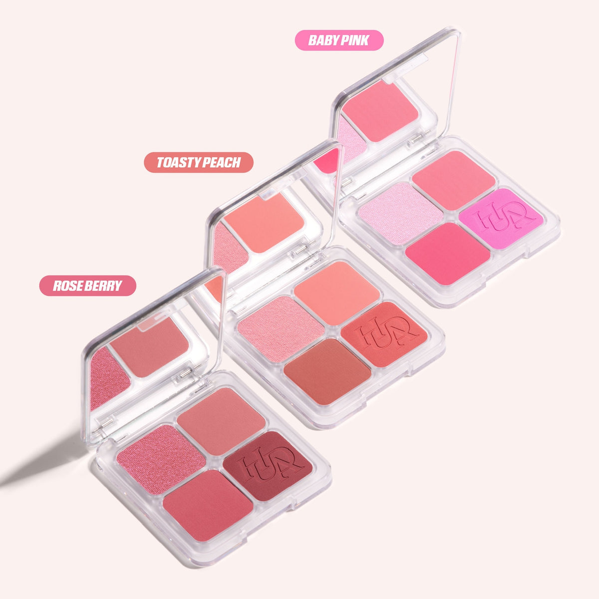 Huda Beauty Blush Filter Blurring Blushlighters Palette - Rose Berry - Berry Fizz, Pink Velvet, Strawberry Cream, Bronze Berry